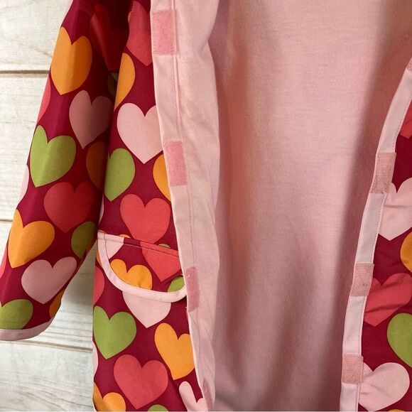 Girls Gymboree Lined Raincoat/Rain Jacket Hearts Velcro Raspberry  Pink 5-6 - Picture 5 of 15